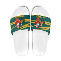 Sri Lanka Christmas Slide Sandals with Santa Claus Rooster Festive Pattern and National Flag Design - Wonder Print Shop