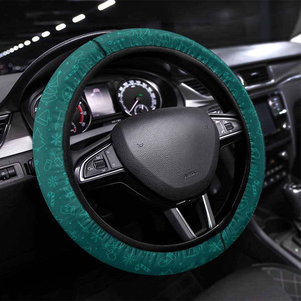 Sri Lanka Christmas Steering Wheel Cover with Santa Claus Rooster Festive Pattern and National Flag Design - Wonder Print Shop