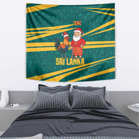 Sri Lanka Christmas Tapestry with Santa Claus Rooster Festive Pattern and National Flag Design - Wonder Print Shop