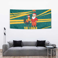 Sri Lanka Christmas Tapestry with Santa Claus Rooster Festive Pattern and National Flag Design - Wonder Print Shop