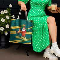 Sri Lanka Christmas Tote Bag with Santa Claus Rooster Festive Pattern and National Flag Design - Wonder Print Shop
