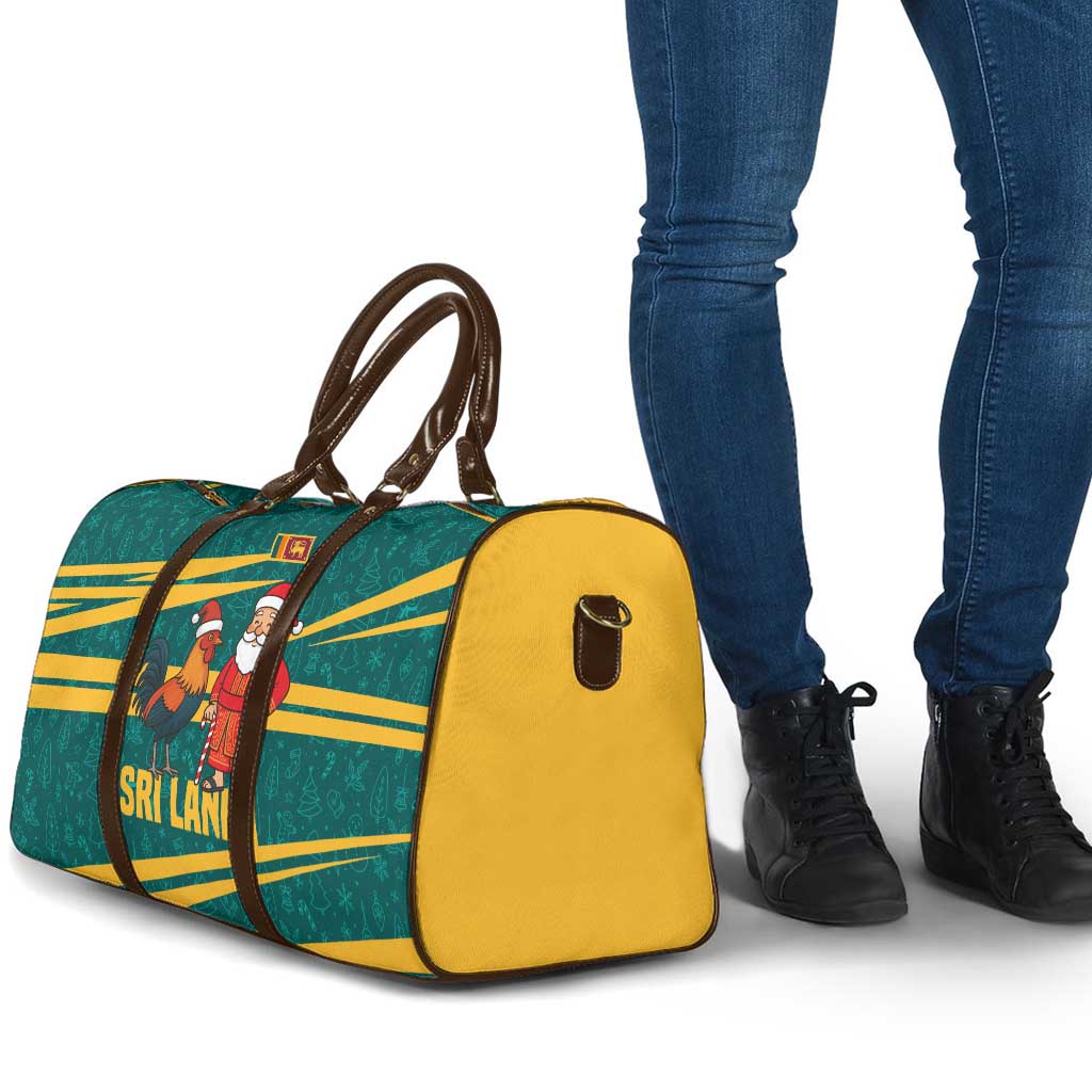Sri Lanka Christmas Travel Bag with Santa Claus Rooster Festive Pattern and National Flag Design - Wonder Print Shop