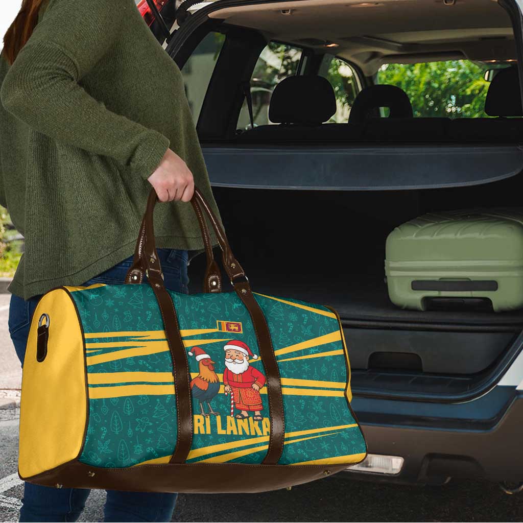 Sri Lanka Christmas Travel Bag with Santa Claus Rooster Festive Pattern and National Flag Design - Wonder Print Shop