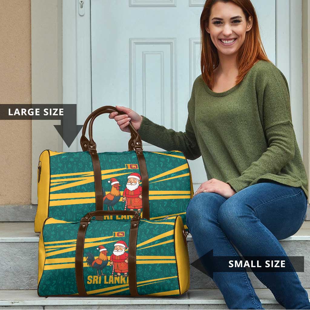 Sri Lanka Christmas Travel Bag with Santa Claus Rooster Festive Pattern and National Flag Design - Wonder Print Shop