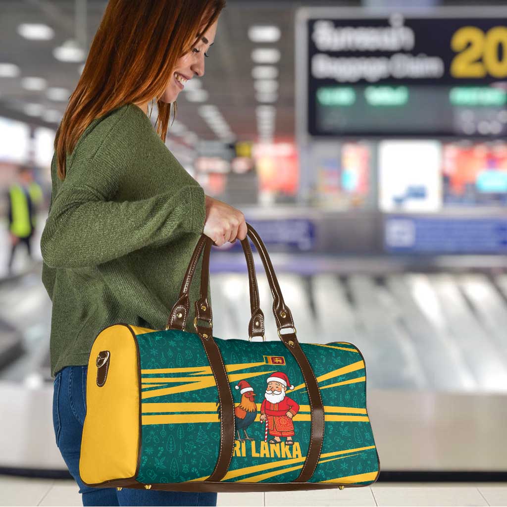 Sri Lanka Christmas Travel Bag with Santa Claus Rooster Festive Pattern and National Flag Design - Wonder Print Shop