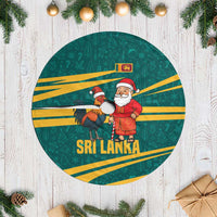 Sri Lanka Christmas Tree Skirt with Santa Claus Rooster Festive Pattern and National Flag Design - Wonder Print Shop