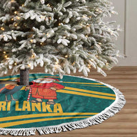 Sri Lanka Christmas Tree Skirt with Santa Claus Rooster Festive Pattern and National Flag Design - Wonder Print Shop