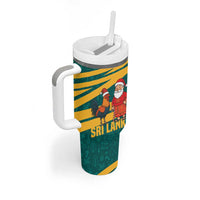 Sri Lanka Christmas Tumbler With Handle with Santa Claus Rooster Festive Pattern and National Flag Design - Wonder Print Shop