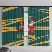 Sri Lanka Christmas Window Curtain with Santa Claus Rooster Festive Pattern and National Flag Design - Wonder Print Shop