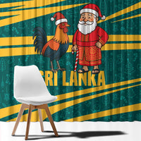 Sri Lanka Christmas Window Curtain with Santa Claus Rooster Festive Pattern and National Flag Design - Wonder Print Shop