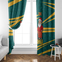 Sri Lanka Christmas Window Curtain with Santa Claus Rooster Festive Pattern and National Flag Design - Wonder Print Shop