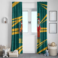 Sri Lanka Christmas Window Curtain with Santa Claus Rooster Festive Pattern and National Flag Design - Wonder Print Shop