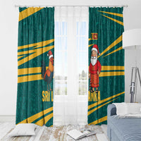 Sri Lanka Christmas Window Curtain with Santa Claus Rooster Festive Pattern and National Flag Design - Wonder Print Shop