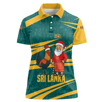 Sri Lanka Christmas Women Polo Shirt with Santa Claus Rooster Festive Pattern and National Flag Design - Wonder Print Shop