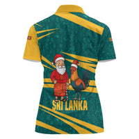 Sri Lanka Christmas Women Polo Shirt with Santa Claus Rooster Festive Pattern and National Flag Design - Wonder Print Shop