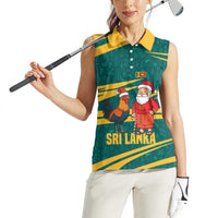 Sri Lanka Christmas Women Sleeveless Polo Shirt with Santa Claus Rooster Festive Pattern and National Flag Design - Wonder Print Shop