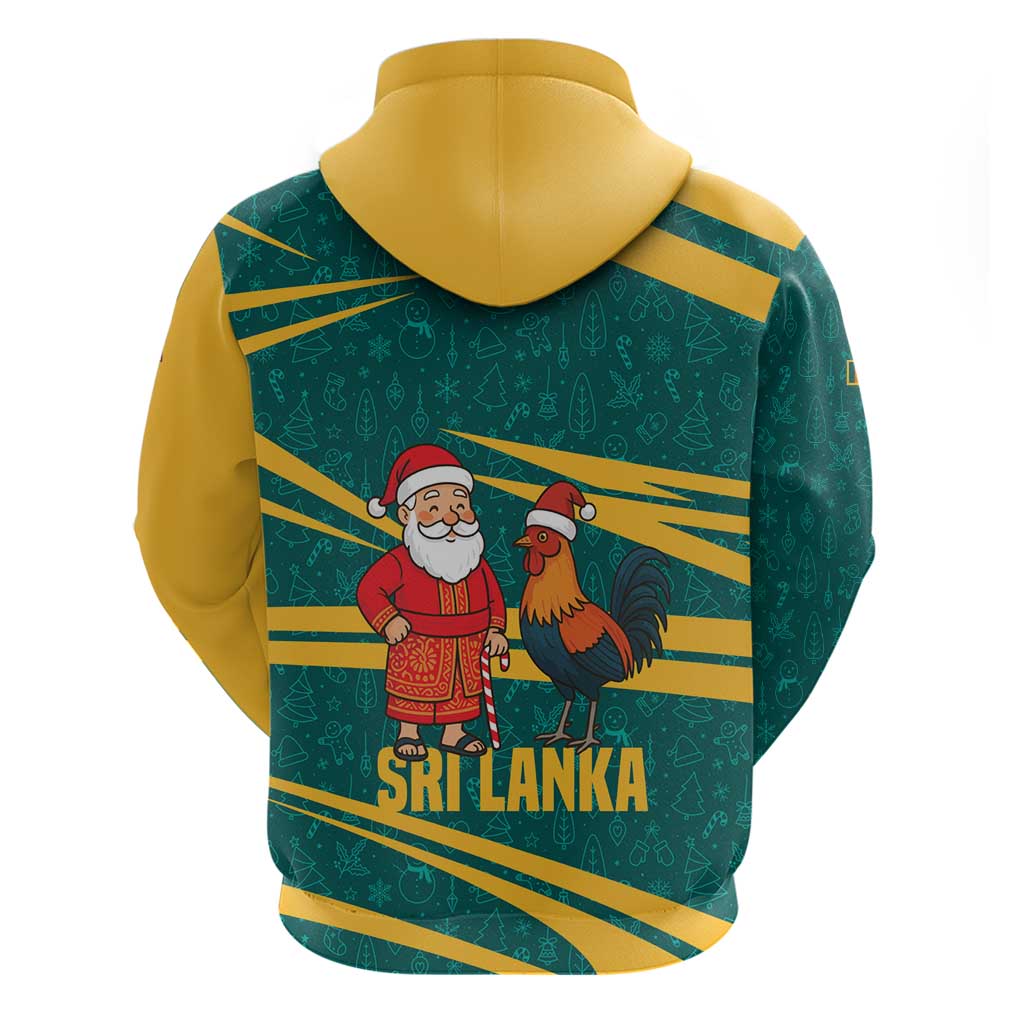 Sri Lanka Christmas Zip Hoodie with Santa Claus Rooster Festive Pattern and National Flag Design - Wonder Print Shop