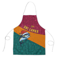 Sri Lanka Christmas Apron with Santa Hat Fish Ocean Icons and Tri Color Festive Design - Wonder Print Shop