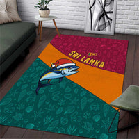 Sri Lanka Christmas Area Rug with Santa Hat Fish Ocean Icons and Tri Color Festive Design - Wonder Print Shop