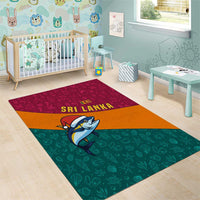 Sri Lanka Christmas Area Rug with Santa Hat Fish Ocean Icons and Tri Color Festive Design - Wonder Print Shop