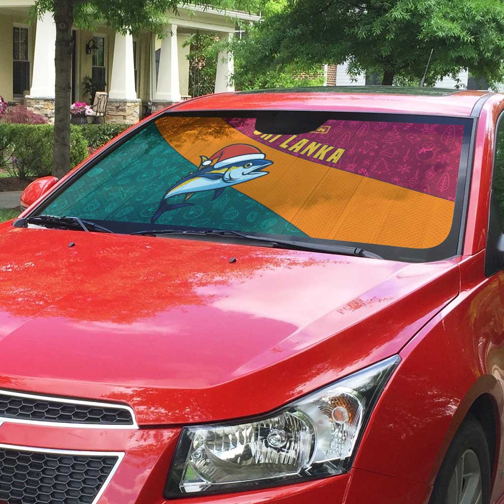 Sri Lanka Christmas Auto Sun Shade with Santa Hat Fish Ocean Icons and Tri Color Festive Design - Wonder Print Shop