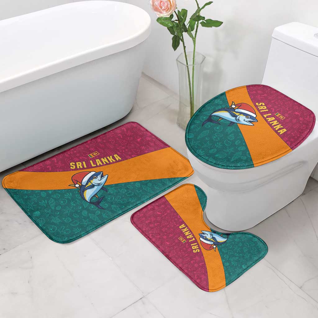 Sri Lanka Christmas Bathroom Set with Santa Hat Fish Ocean Icons and Tri Color Festive Design - Wonder Print Shop