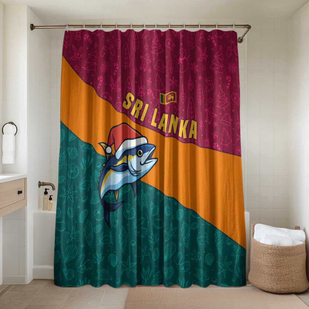 Sri Lanka Christmas Bathroom Set with Santa Hat Fish Ocean Icons and Tri Color Festive Design - Wonder Print Shop