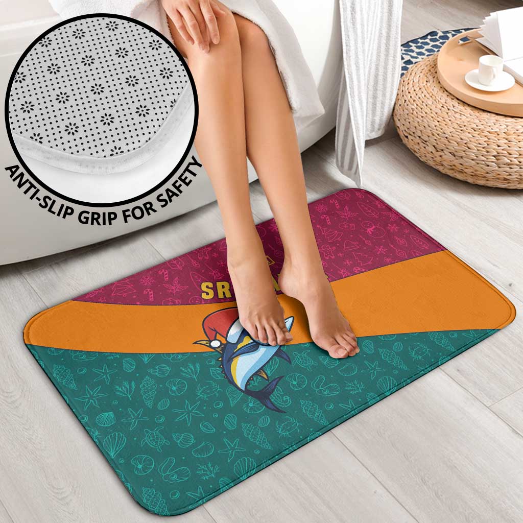 Sri Lanka Christmas Bathroom Set with Santa Hat Fish Ocean Icons and Tri Color Festive Design - Wonder Print Shop