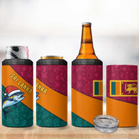 Sri Lanka Christmas 4 in 1 Can Cooler Tumbler with Santa Hat Fish Ocean Icons and Tri Color Festive Design - Wonder Print Shop