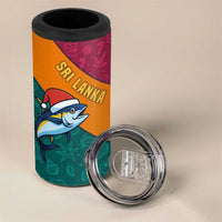 Sri Lanka Christmas 4 in 1 Can Cooler Tumbler with Santa Hat Fish Ocean Icons and Tri Color Festive Design - Wonder Print Shop