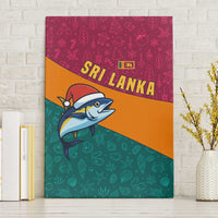 Sri Lanka Christmas Canvas Wall Art with Santa Hat Fish Ocean Icons and Tri Color Festive Design - Wonder Print Shop