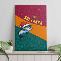 Sri Lanka Christmas Canvas Wall Art with Santa Hat Fish Ocean Icons and Tri Color Festive Design - Wonder Print Shop