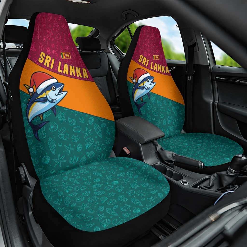 Sri Lanka Christmas Car Seat Cover with Santa Hat Fish Ocean Icons and Tri Color Festive Design - Wonder Print Shop