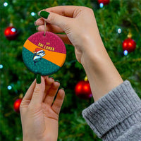 Sri Lanka Christmas Ceramic Ornament with Santa Hat Fish Ocean Icons and Tri Color Festive Design - Wonder Print Shop