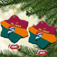 Sri Lanka Christmas Ceramic Ornament with Santa Hat Fish Ocean Icons and Tri Color Festive Design - Wonder Print Shop