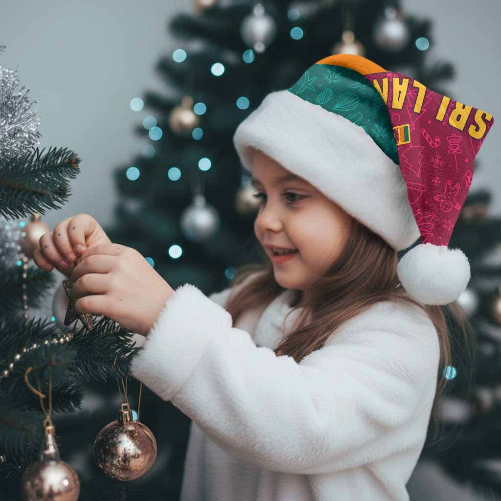 Sri Lanka Christmas Santa Hat with Santa Hat Fish Ocean Icons and Tri Color Festive Design - Wonder Print Shop