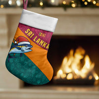 Sri Lanka Christmas Stocking with Santa Hat Fish Ocean Icons and Tri Color Festive Design - Wonder Print Shop