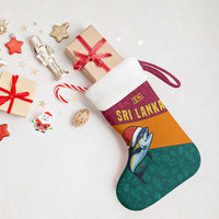 Sri Lanka Christmas Stocking with Santa Hat Fish Ocean Icons and Tri Color Festive Design - Wonder Print Shop