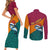 Sri Lanka Christmas Couples Matching Short Sleeve Bodycon Dress and Long Sleeve Button Shirt with Santa Hat Fish Ocean Icons and Tri Color Festive Design - Wonder Print Shop