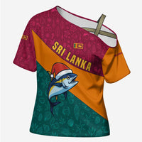 Sri Lanka Christmas Cross Shoulder Shirt with Santa Hat Fish Ocean Icons and Tri Color Festive Design - Wonder Print Shop