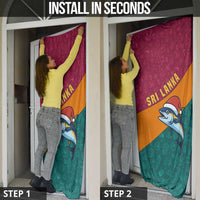 Sri Lanka Christmas Door Cover with Santa Hat Fish Ocean Icons and Tri Color Festive Design - Wonder Print Shop