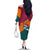 Sri Lanka Christmas Family Matching Off The Shoulder Long Sleeve Dress and Hawaiian Shirt with Santa Hat Fish Ocean Icons and Tri Color Festive Design - Wonder Print Shop