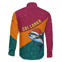 Sri Lanka Christmas Family Matching Off Shoulder Maxi Dress and Hawaiian Shirt with Santa Hat Fish Ocean Icons and Tri Color Festive Design - Wonder Print Shop