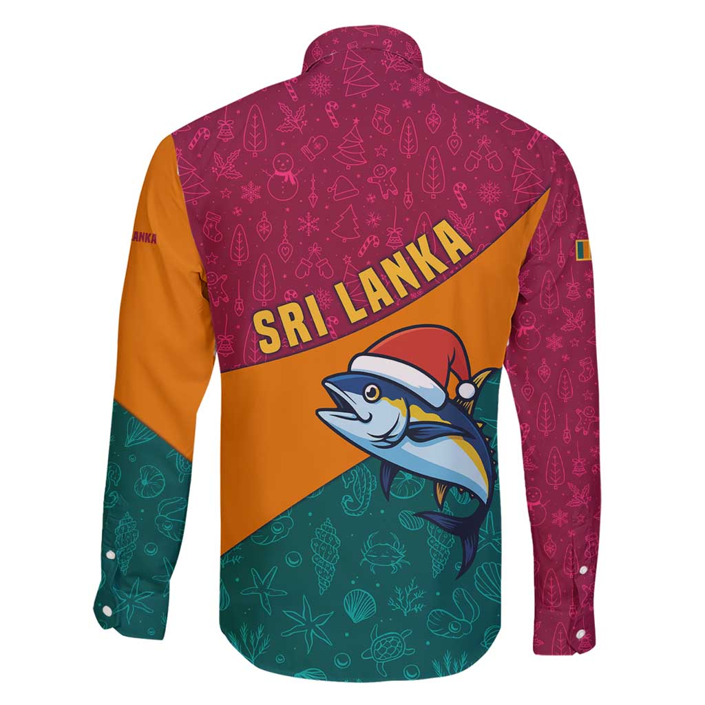 Sri Lanka Christmas Family Matching Short Sleeve Bodycon Dress and Hawaiian Shirt with Santa Hat Fish Ocean Icons and Tri Color Festive Design - Wonder Print Shop