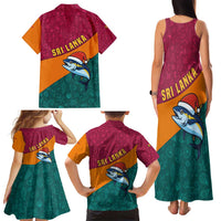 Sri Lanka Christmas Family Matching Tank Maxi Dress and Hawaiian Shirt with Santa Hat Fish Ocean Icons and Tri Color Festive Design - Wonder Print Shop
