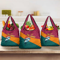 Sri Lanka Christmas Grocery Bag with Santa Hat Fish Ocean Icons and Tri Color Festive Design - Wonder Print Shop