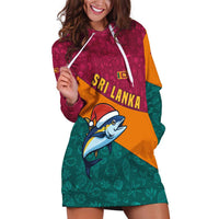 Sri Lanka Christmas Hoodie Dress with Santa Hat Fish Ocean Icons and Tri Color Festive Design - Wonder Print Shop