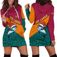 Sri Lanka Christmas Hoodie Dress with Santa Hat Fish Ocean Icons and Tri Color Festive Design - Wonder Print Shop