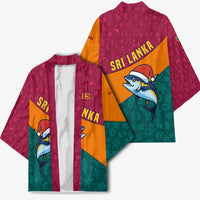 Sri Lanka Christmas Kimono with Santa Hat Fish Ocean Icons and Tri Color Festive Design - Wonder Print Shop