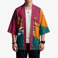 Sri Lanka Christmas Kimono with Santa Hat Fish Ocean Icons and Tri Color Festive Design - Wonder Print Shop